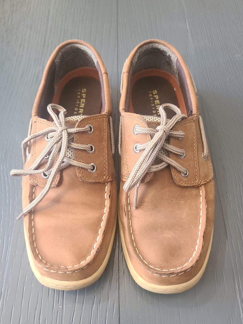 Sperry Boys Brown Leather Moc Toe 2-Eye Boat Shoes